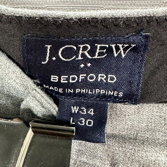 J Crew Pants Mens 34 Bedford Dress Pant Gray Cotton Flat Front Pockets Straight - Picture 5 of 8